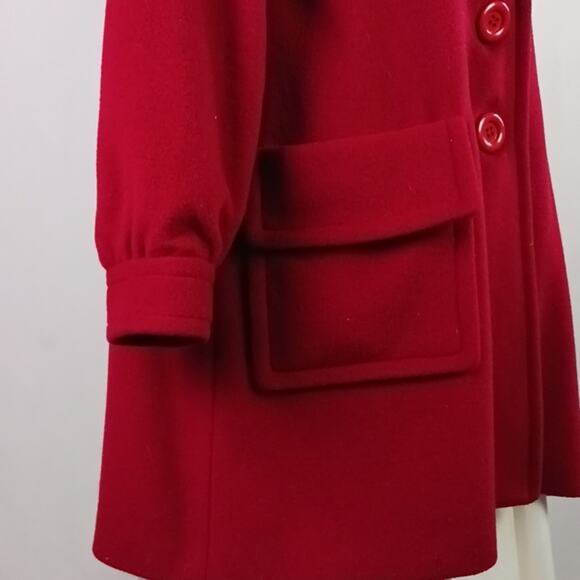 Yves Saint Laurent Vintage Red Wool 3/4 Peacoat - Picture 5 of 9